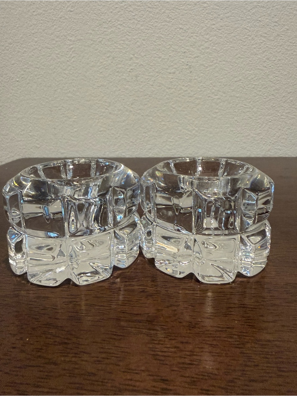 Mikasa Reflections Crystal Dual Candle Holders Vintage Set of 2